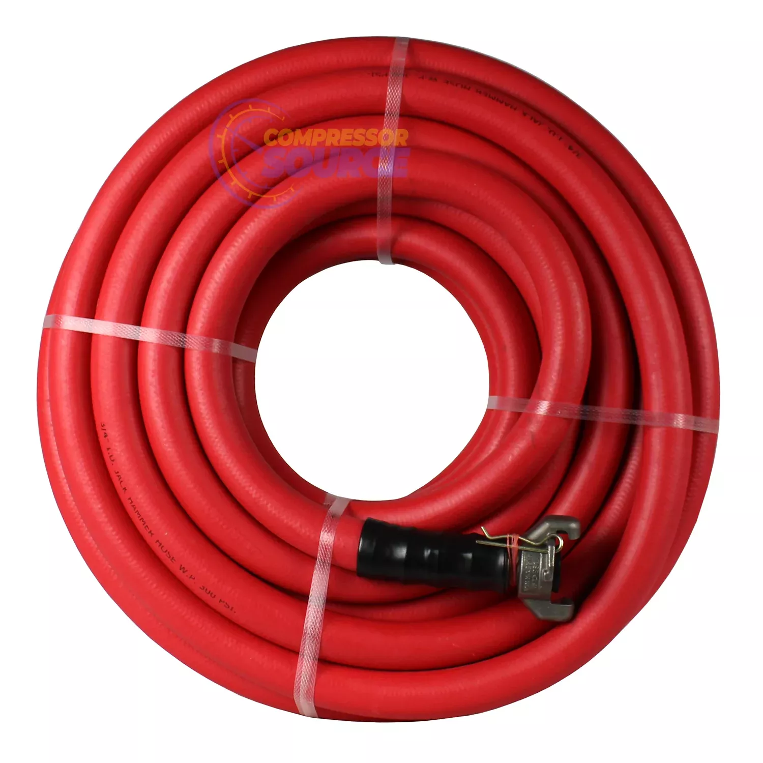 BluBird 3/4" x 50' Rubber Jackhammer Air Hose Red Universal Coupler No