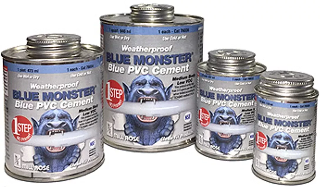 Blue Monster 76032 Weatherproof 1-Step Blue PVC Cement, 8 oz.
