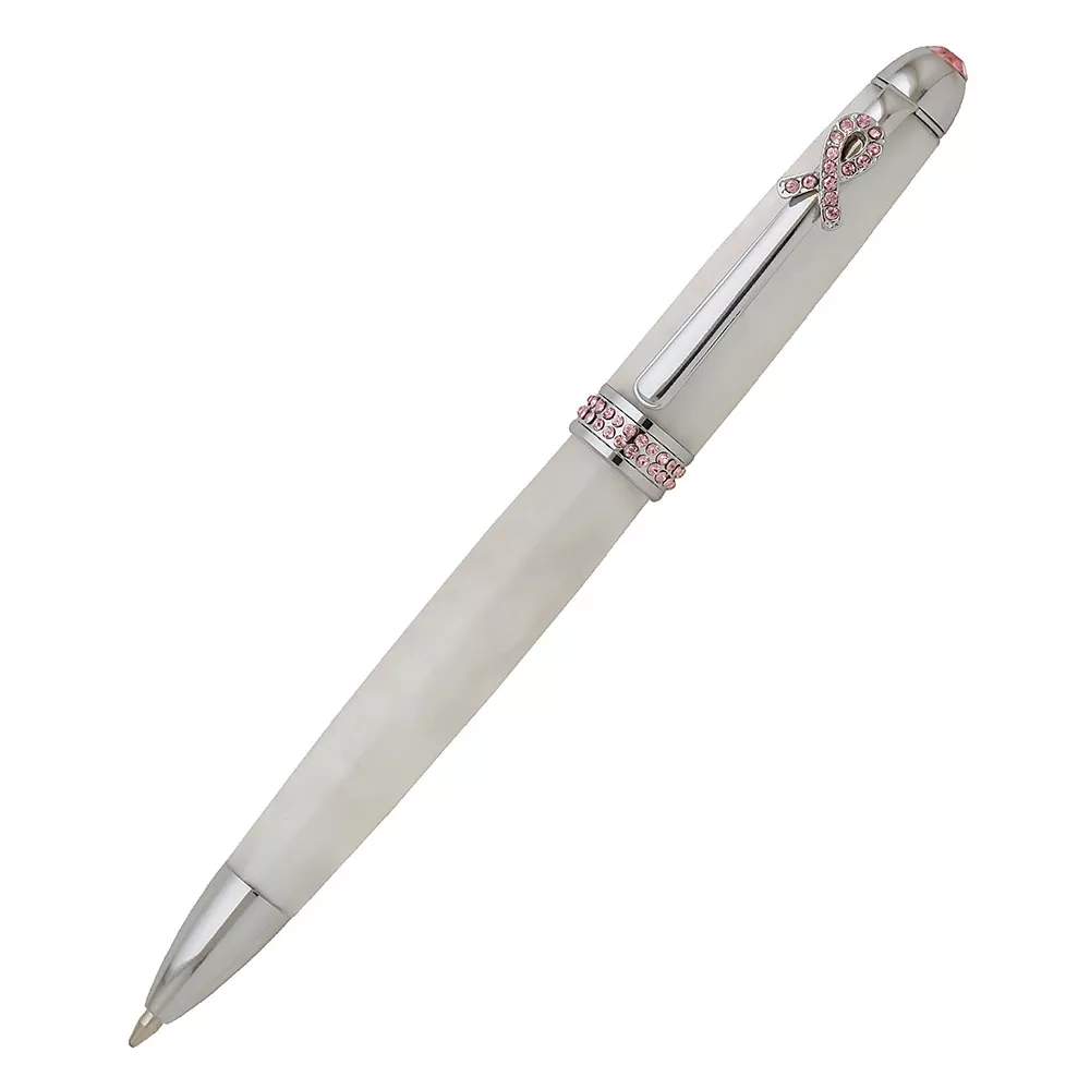 Breast Cancer Awareness Pen Hardware Kit, Chrome with Pink Crystals