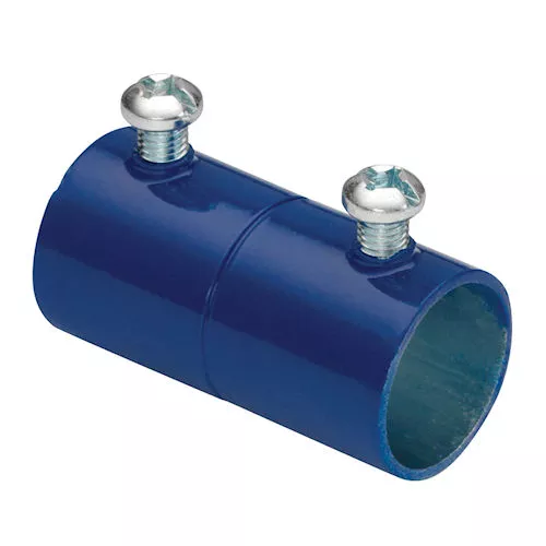 Bridgeport 241-SBLU 3/4" EMT Set Screw Coupling, Steel - Blue