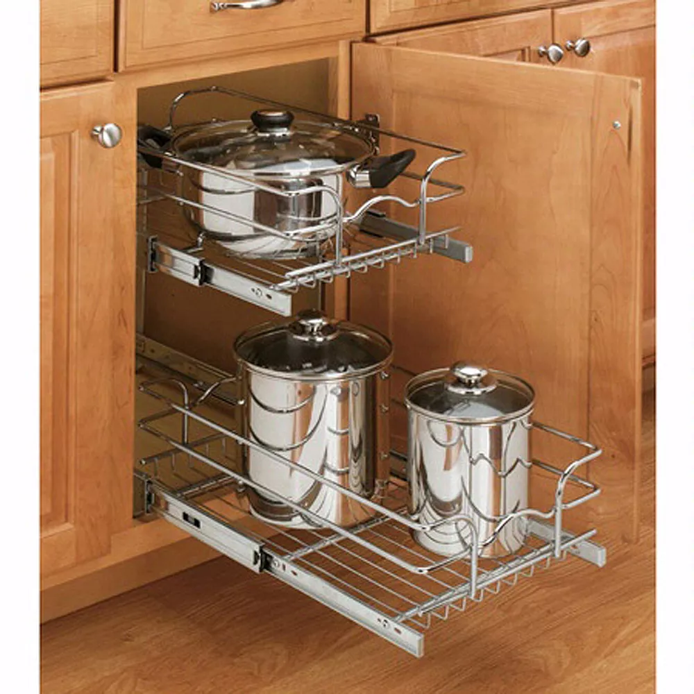 Cabinet Pullout Double Tier Wire Baskets, Rev-a-Shelf 5WB Series-Double Tier 18" Slides