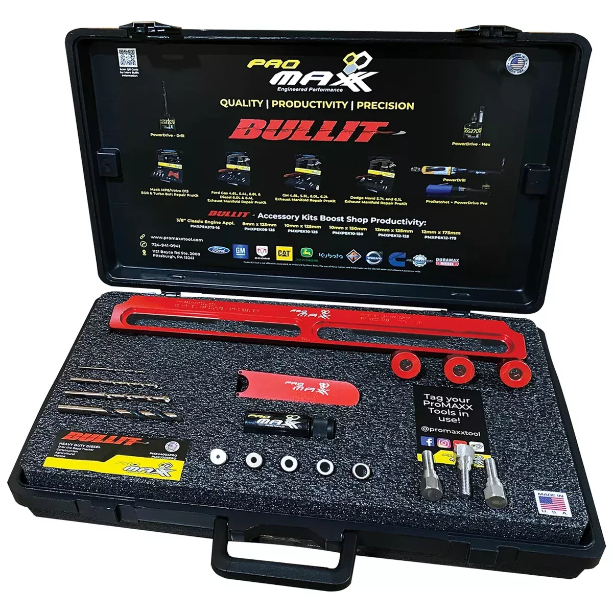Cummins ISX 10mm x 150 Combo ProKit Plus Adaptable In-Line Broken Bolt Pattern Repair Tool - BULLIT