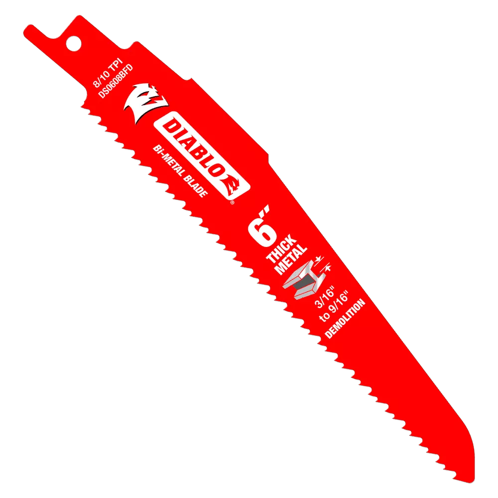 Diablo Tools DS0608BFD5 6" 8/10TPI Bi-Metal Reciprocating Saw Blades for Thick Metal (5 Pack)