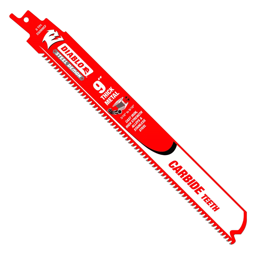 Diablo Tools DS0908CF10 9 in. Steel Demon Carbide Recip Blades for Thick Metal (3/16 in. - 9/16 in.) Cutting (10-Pack)