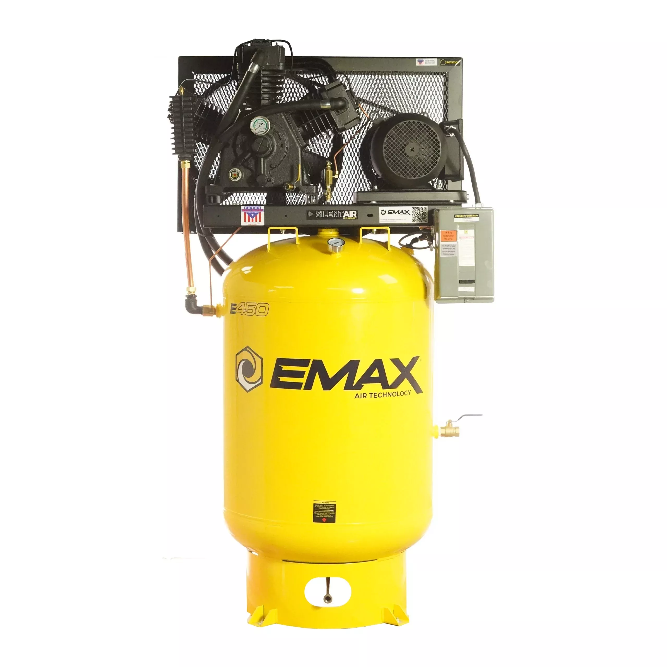 EMAX 15 HP Air Compressor 3 Phase 120 Gallon Vertical Tank 460V 2 Stag