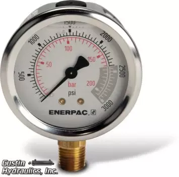 Enerpac-G2516SL-2-1/2" Gauge, Lower Mount, 0-3000 PSI, SAE #4