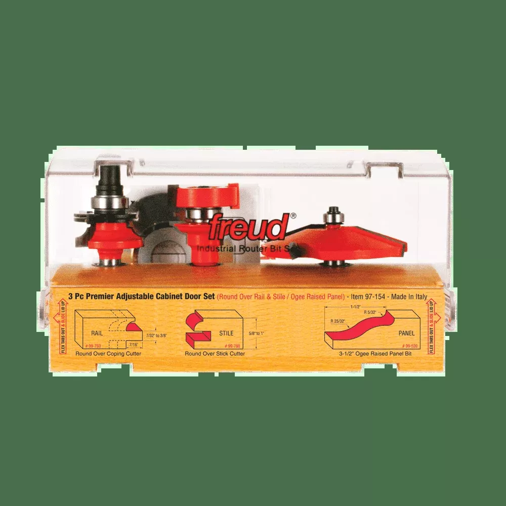 Freud 97-154 3 Piece Premier Adjustable Cabinet Bit Set