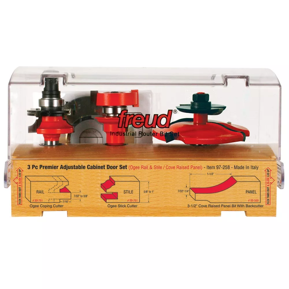Freud 97-258 3-Pc. Door Router Bit - 1" H x 1/2" Shank