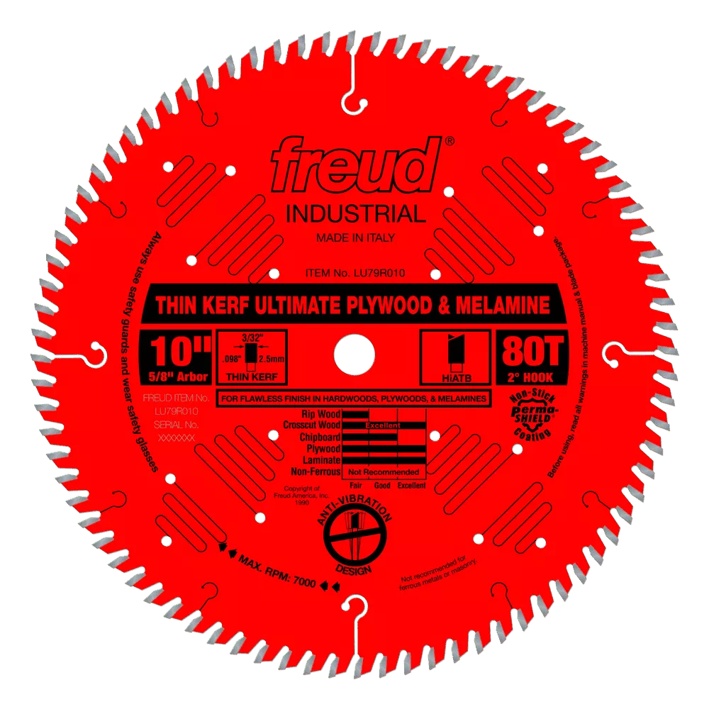 Freud LU79R010 10" Thin Kerf Ultimate Plywood & Melamine Blade