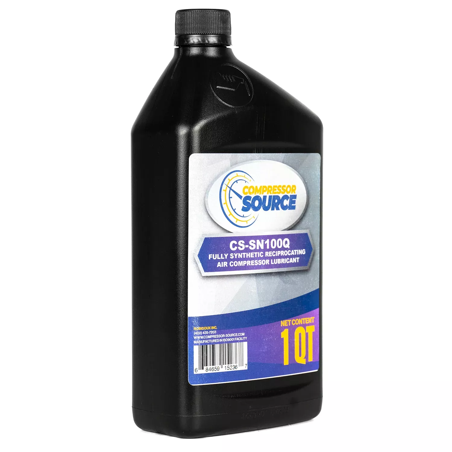 Fully Synthetic Air Compressor Oil Lubricant ISO 100 1 Quart 8000 Hour
