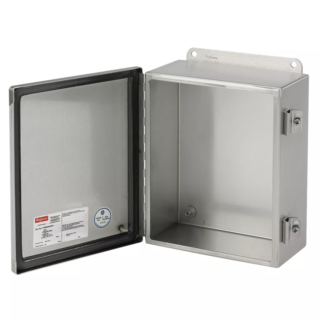 Hoffman A12106CHNFSS Continuous Hinge with Clamps Junction Box Type 4X, 12x10x6, Brushed, Stainless Steel Type 304