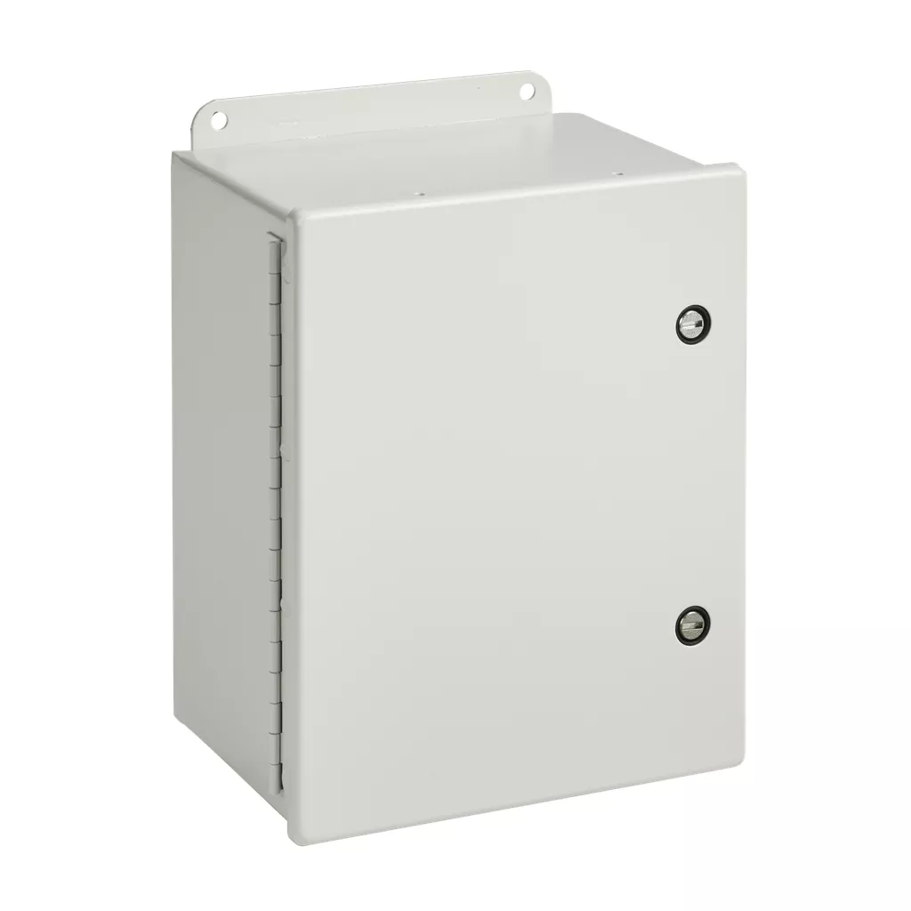 Hoffman A14128CHFL Continuous Hinge with 1/4-Turn Latch Type 4, 14" x 12" x 8", Gray, Steel