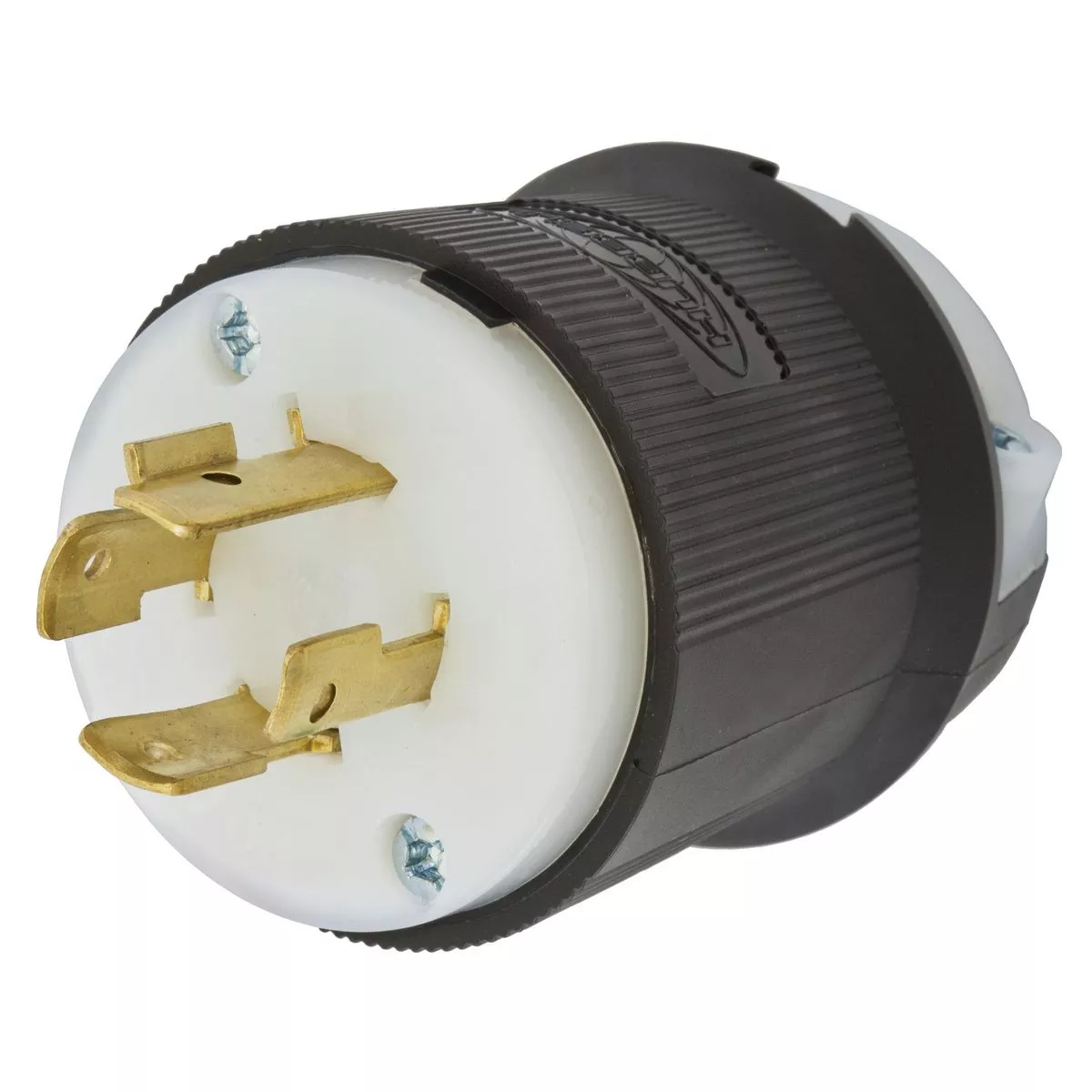 Hubbell HBL2431ST Twist-Lock Edge Plug with Spring Termination, 20A, 3P 480V, L16-20P, Black and White Nylon