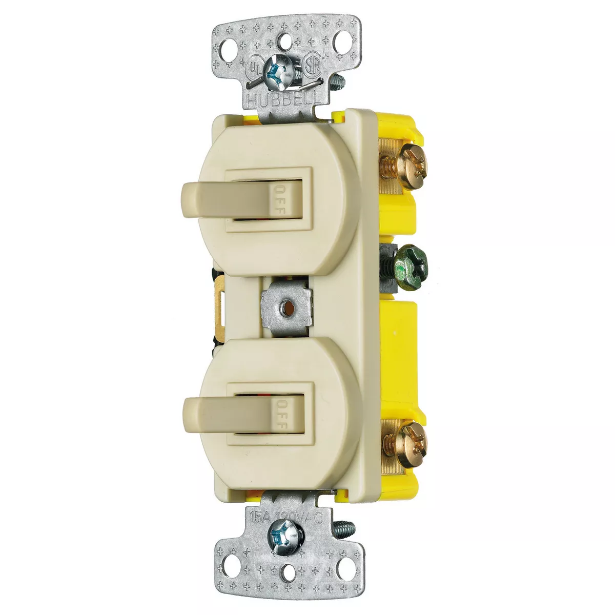 Hubbell Wiring Devices RC303I 3-Way 15 Amp 120 VAC Ivory Toggle Switch