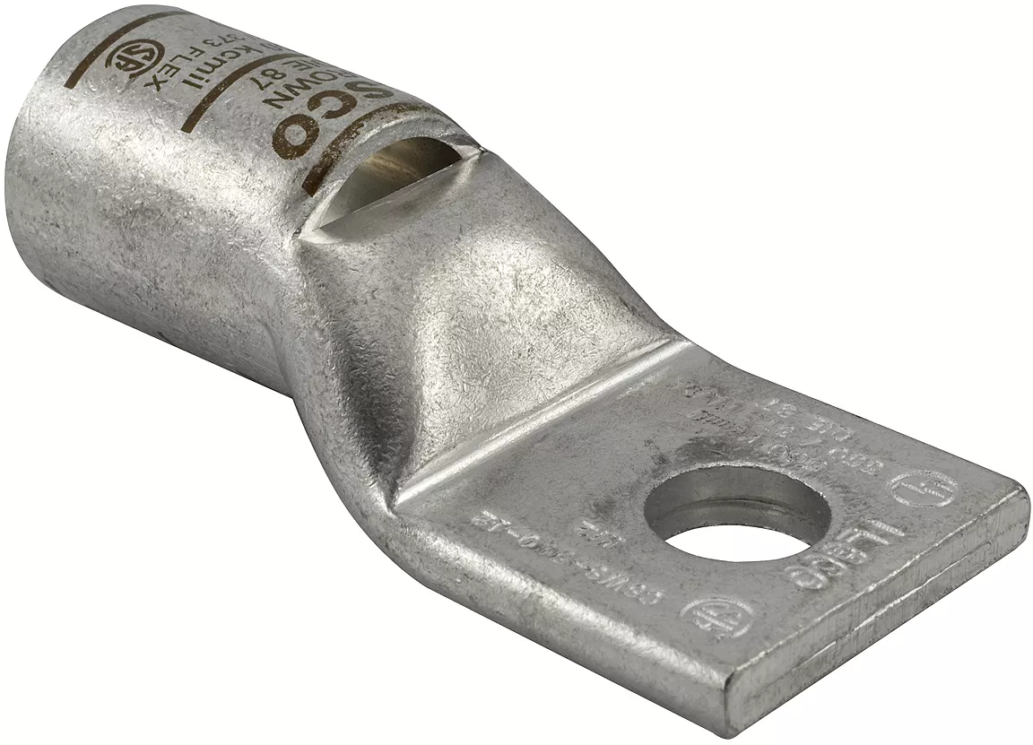 Ilsco CSWS-350-38 SureCrimp Copper Compression Lug, Conductor Size 350, 1 Hole, 3/8in Bolt Size, Standard Barrel, Sight Window, Tin Plated, UL, CSA