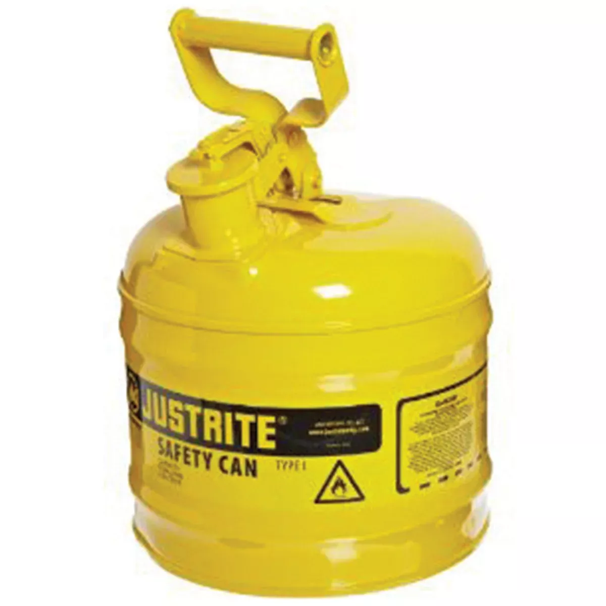 Justrite 7120200 Type I Yellow Gas Can 2 Gallon