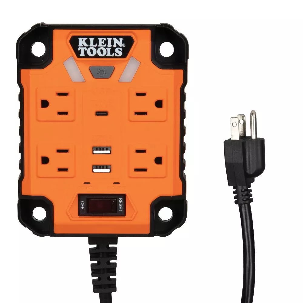Klein Tools 29601 PowerBox 1, Magnetic Mounted Power Strip with Integrated LED Lights