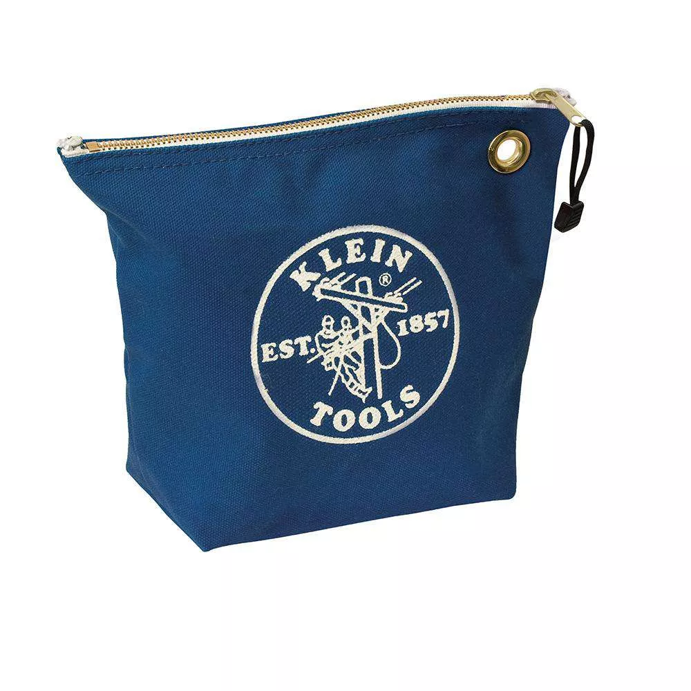 Klein Tools 5539BLU Zipper Bag, Canvas Consumables Tool Pouch, Blue