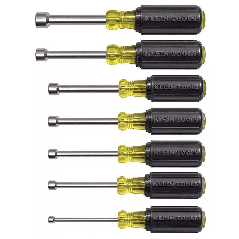 Klein Tools 631M Magnetic Nut Driver Set 3-Inch Shaft, 7 Piece