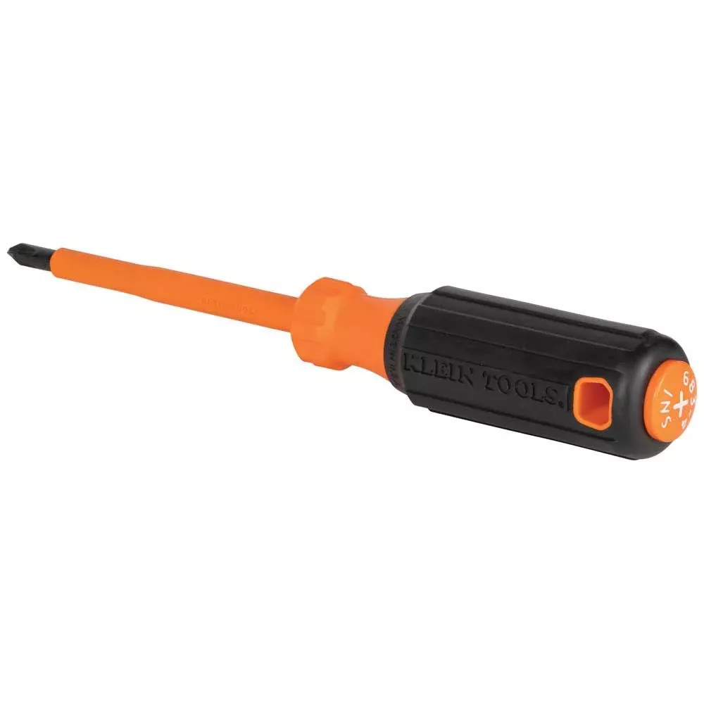 Klein Tools 6834INS Insulated Screwdriver, #2 Phillips Tip, 4-Inch Round Shank