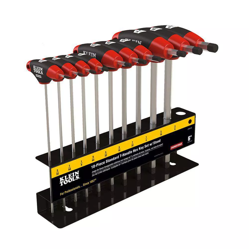 Klein Tools JTH910E Hex Key Set, SAE, T-Handle, 9-Inch with Stand, 10-Piece