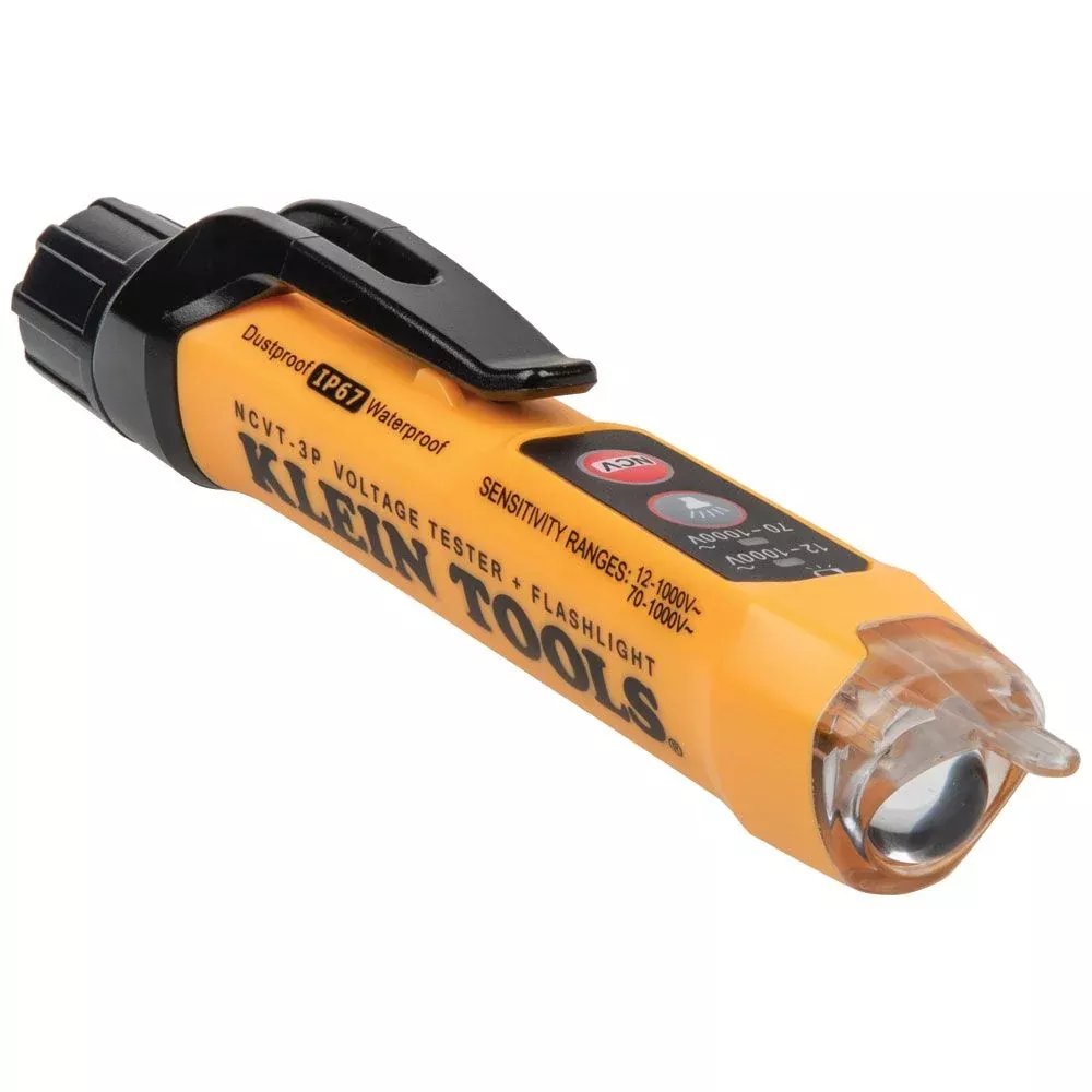 Klein Tools NCVT3P Dual Range Non-Contact Voltage Tester with Flashlight, 12 - 1000V AC (NCVT-3P)