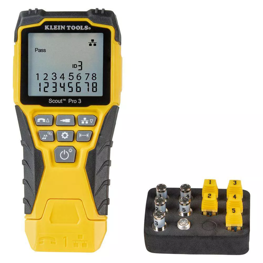 Klein Tools VDV501-851 Cable Tester Kit with Scout Pro 3 Tester, Remotes, Adapter, Battery