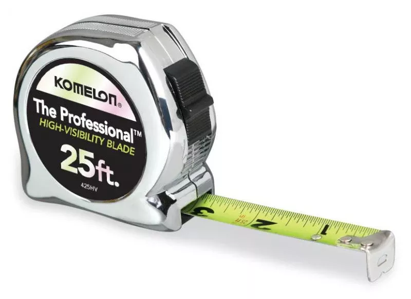 Komelon 425HV 25' x 1" The Professional, Chrome Tape Measure