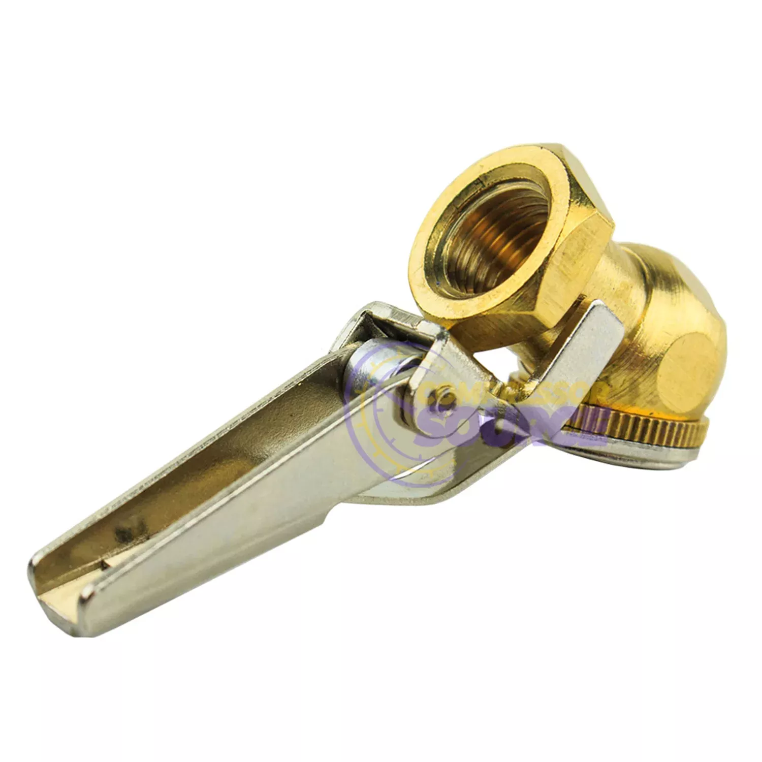 Locking Brass Air Tire Chuck Inflator Compressor Tool 1/4" NPT Hose Fi