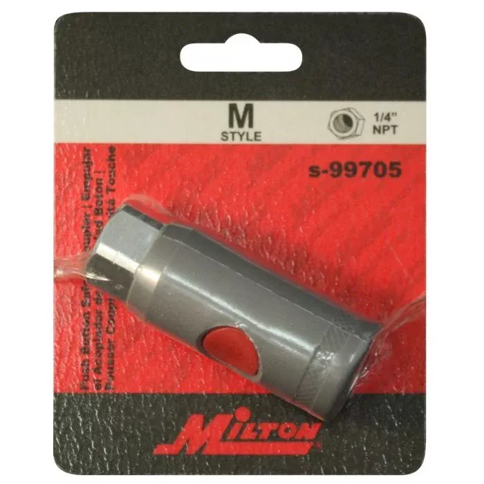 Milton 1/4" FNPT M Style Safety Coupler Industrial Style Push Button S