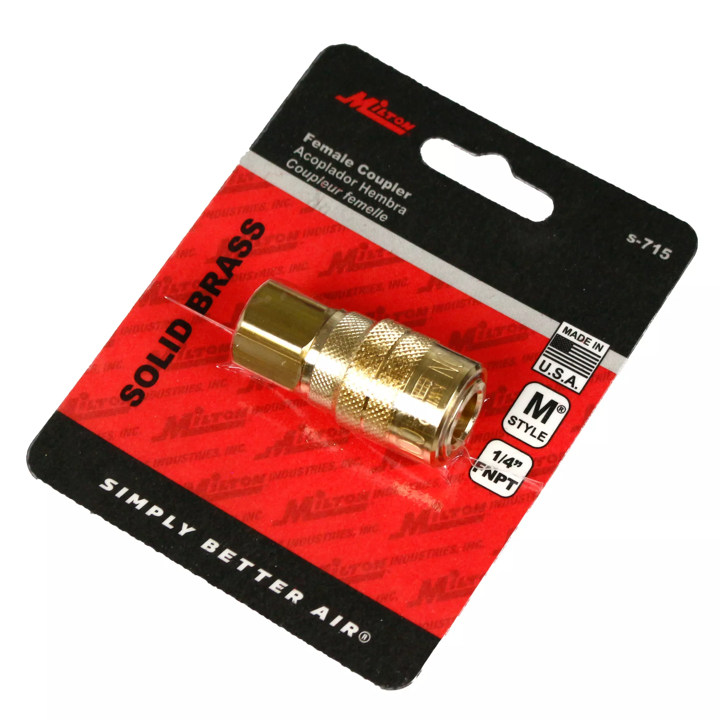 Milton M Style Coupler 1/4" Female NPT Brass Body Kwick Change Coupler