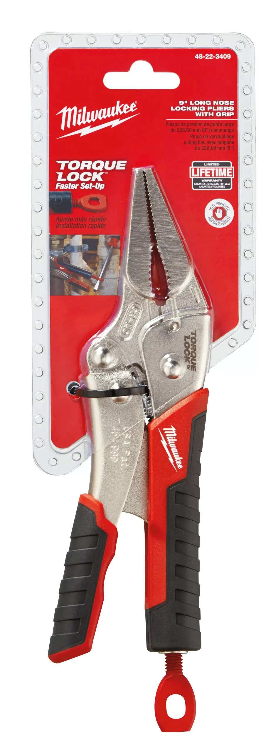 Milwaukee 48-22-3409 9" Torque Lock Long Nose Locking Pliers with Durable Grip