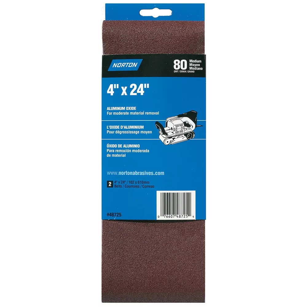 Norton Aluminum Oxide 4'' x 24'' Sanding Belts, 2-Pack