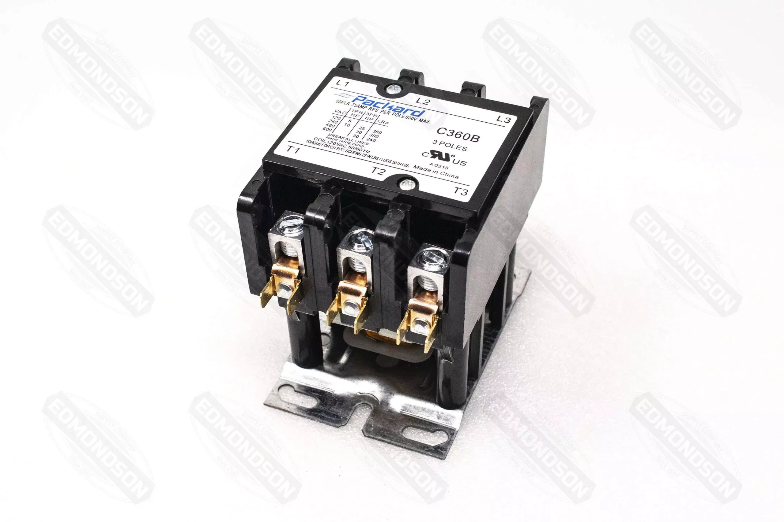 Packard C360B Contactor 3 Pole 60 Amps 120 Coil Voltage