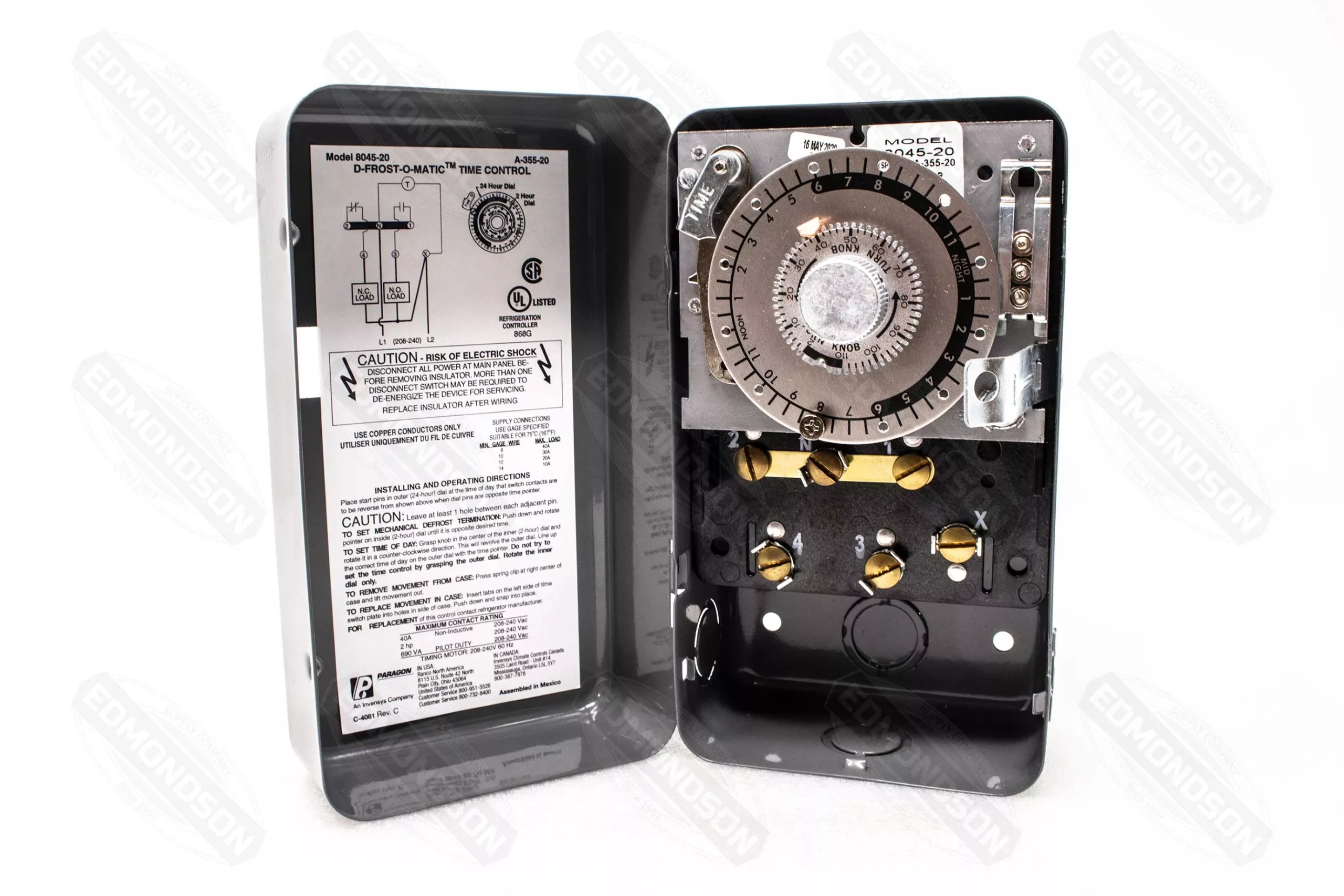 Paragon 8045-20 Defrost Commercial Timer Control, 208-240V AC, 60 Hz