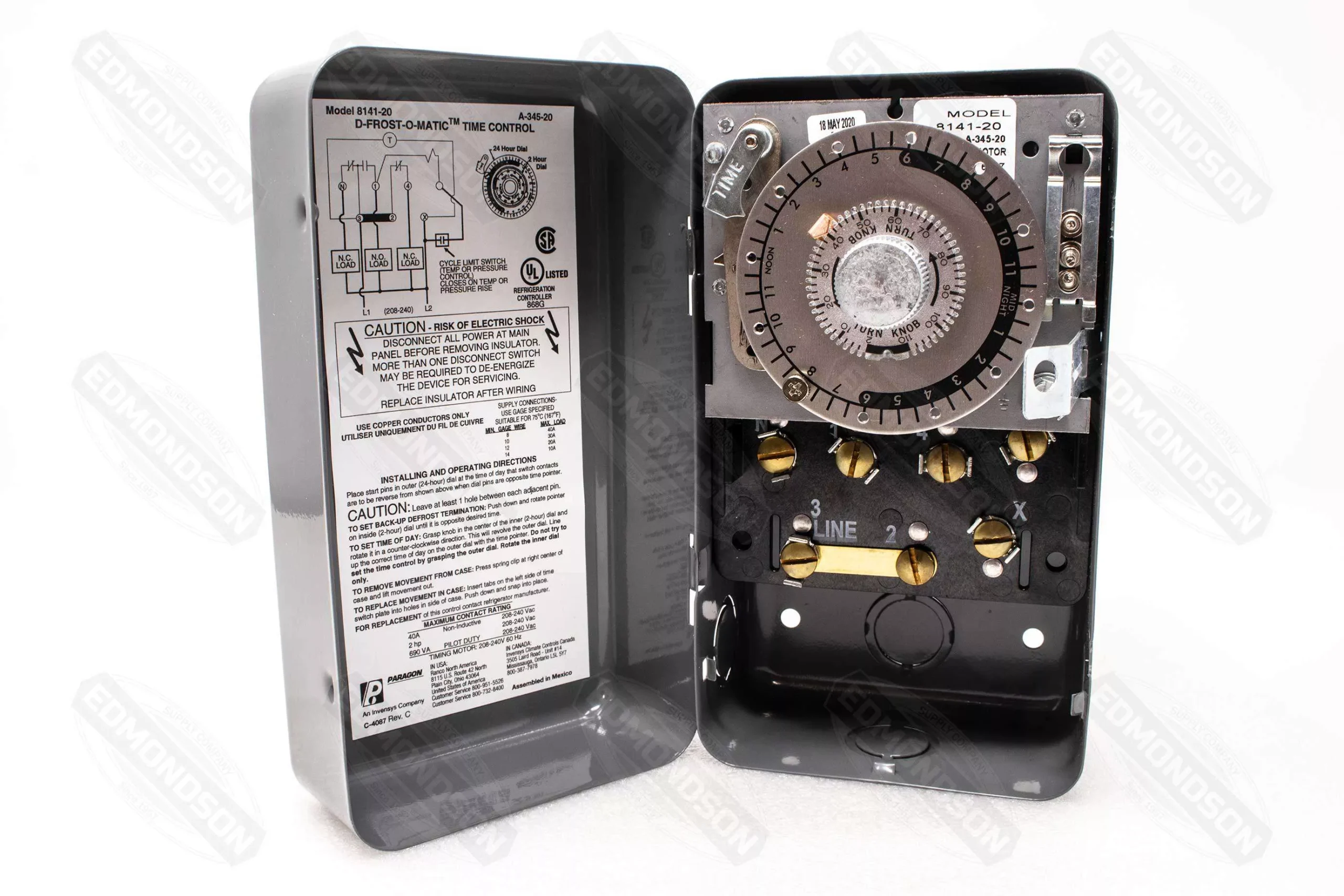 Paragon 8141-20 Defrost Commercial Timer Control, Time/Temperature/Pressure, 208-240V AC, 60 Hz