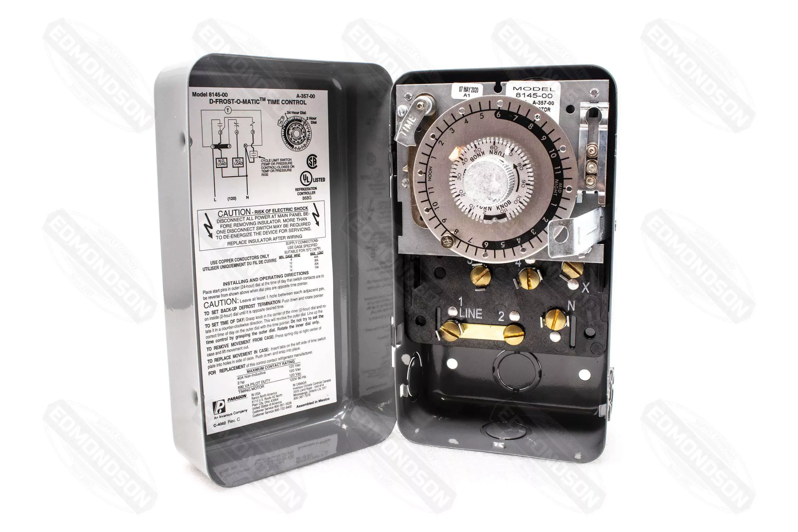 Paragon 8145-00 Defrost Commercial Timer Control, Time/Temperature/Pressure, 120V AC, 60 Hz