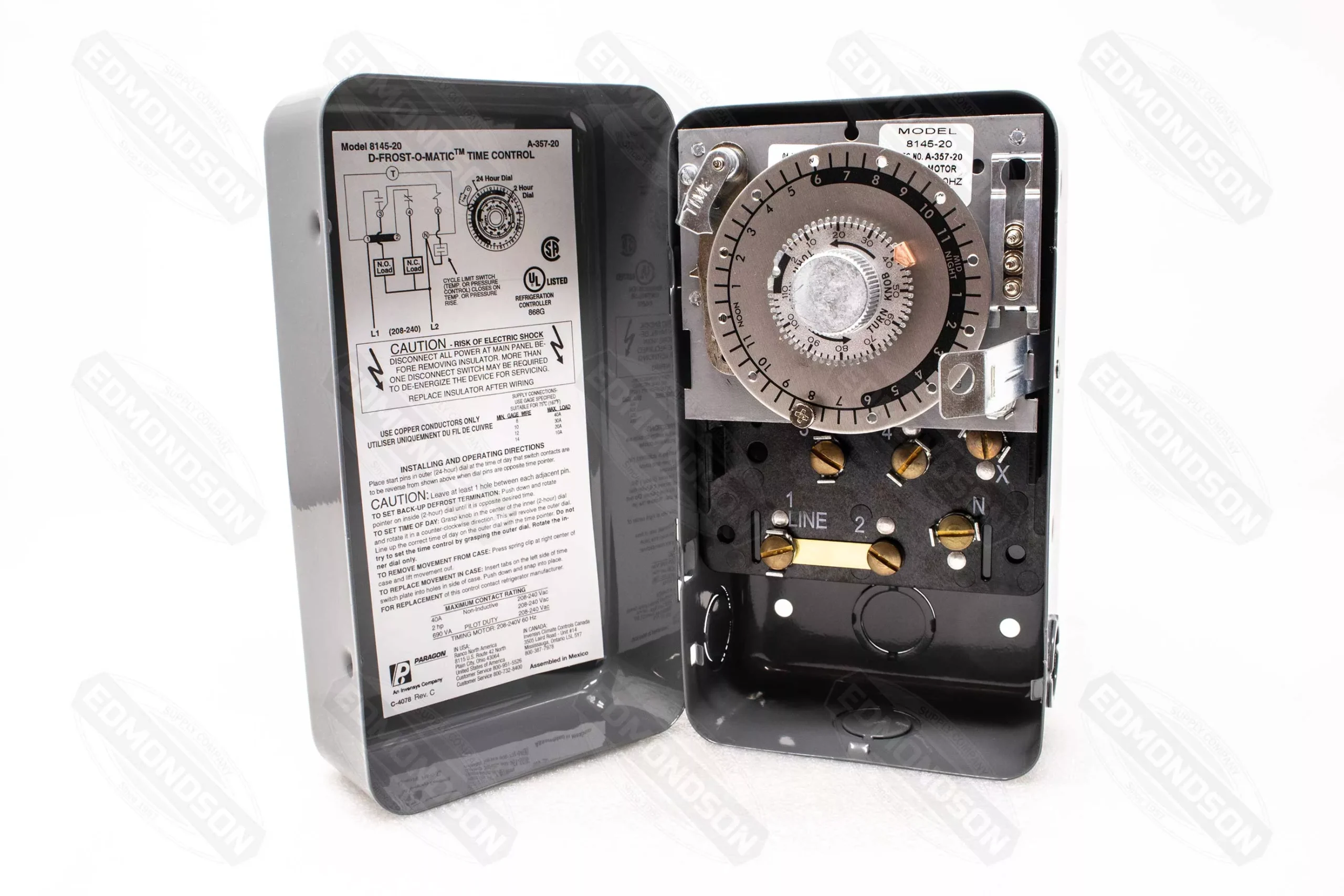 Paragon 8145-20 Defrost Commercial Timer Control, Time/Temperature/Pressure, 208-240V AC, 60 Hz