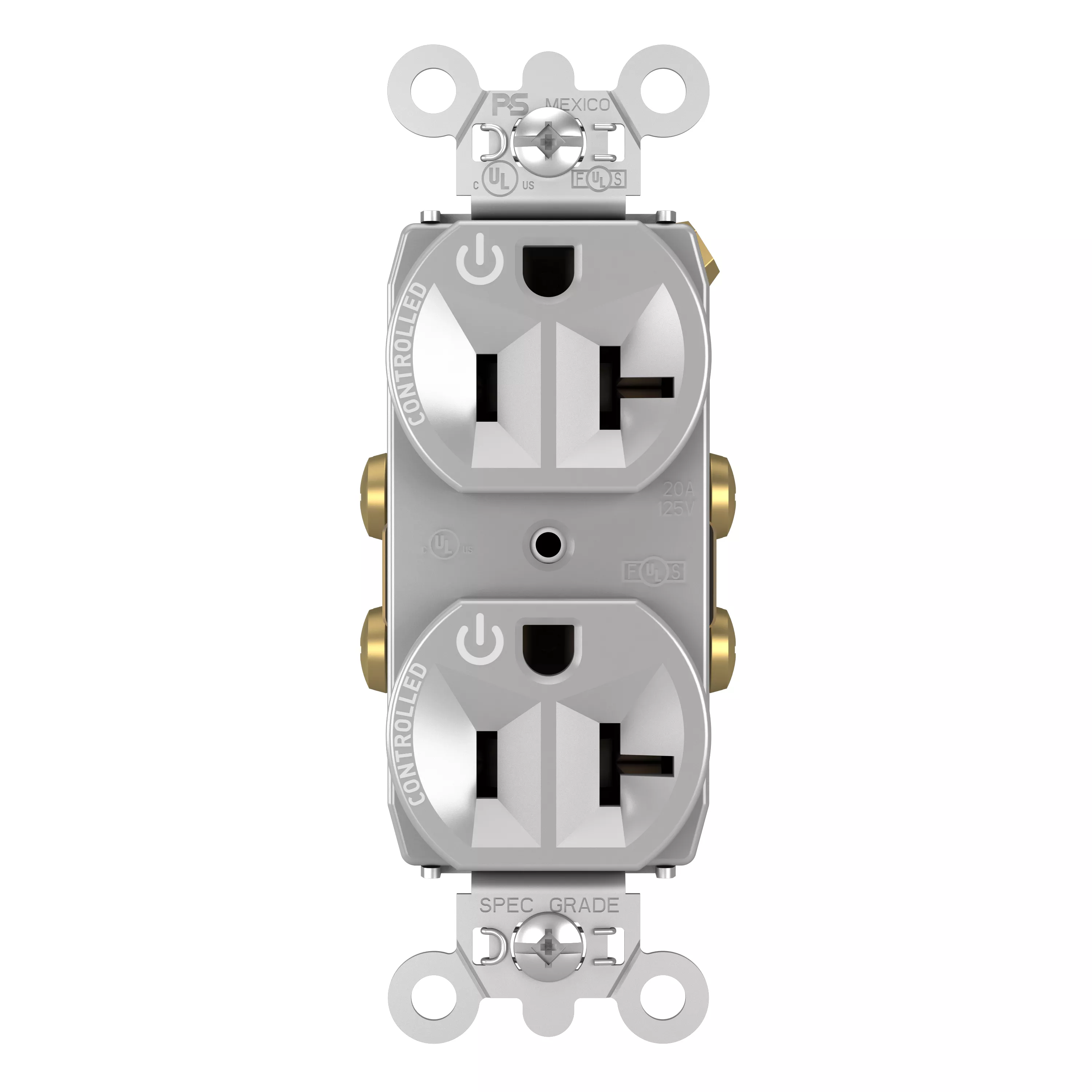 Pass & Seymour 5362CD-GRY 20A 125V Dual Control Duplex Outlet - Gray
