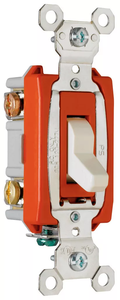 Pass & Seymour PS20AC3-LA 3way Toggle Switch, Back & Side Wire, 20A 120/277V - Light Almond