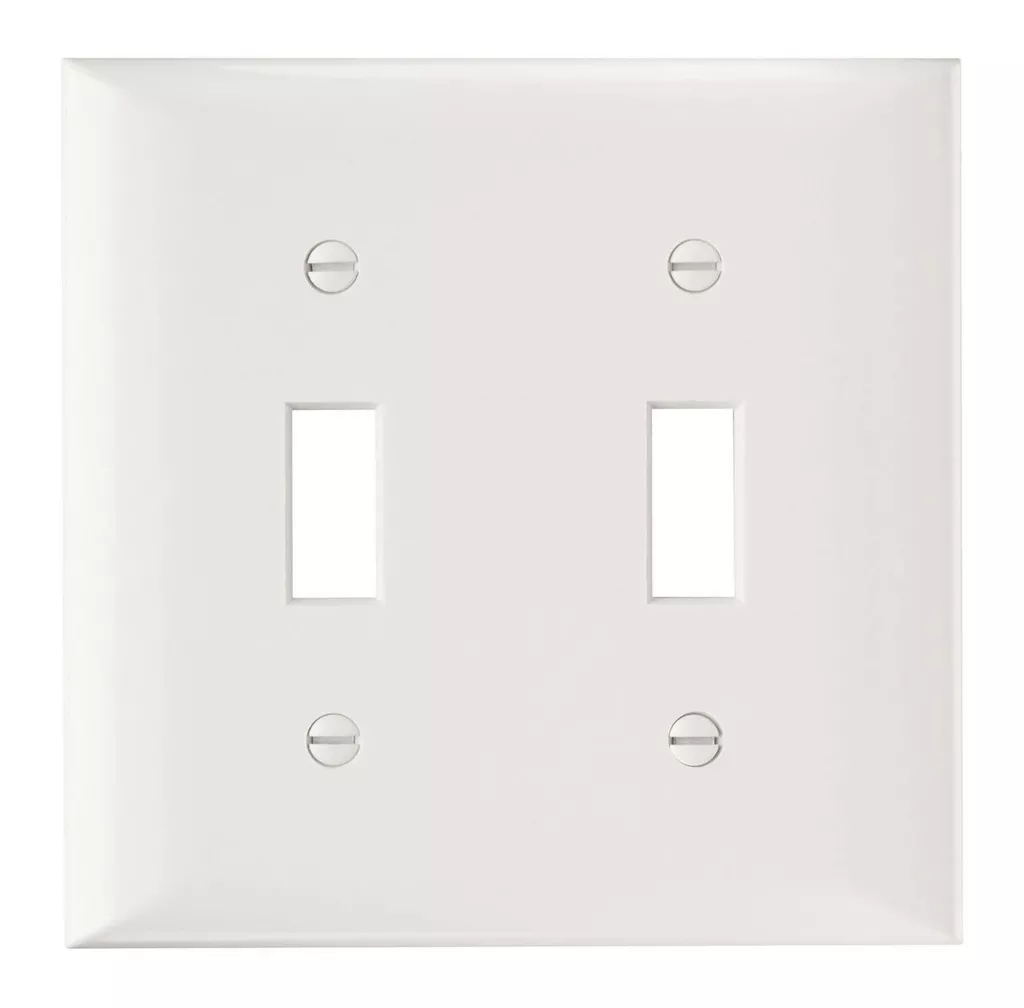 Pass & Seymour SP2-W 2Gang Wall Plate, 2-Toggle Switch, Standard - White