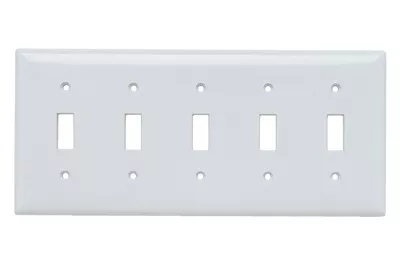 Pass & Seymour SP5-W 5Gang Wall Plate, 5-Toggle Switch, Standard - White