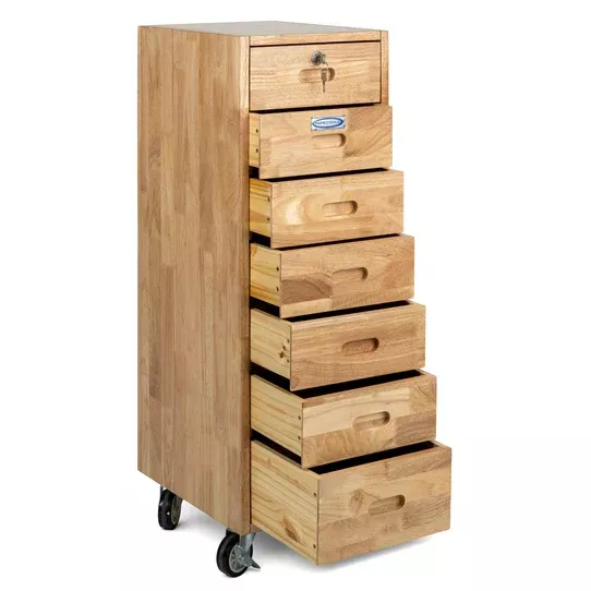 Pepe 7 Drawer Rolling Cabinet - Heavy Duty Casters, Hardwood