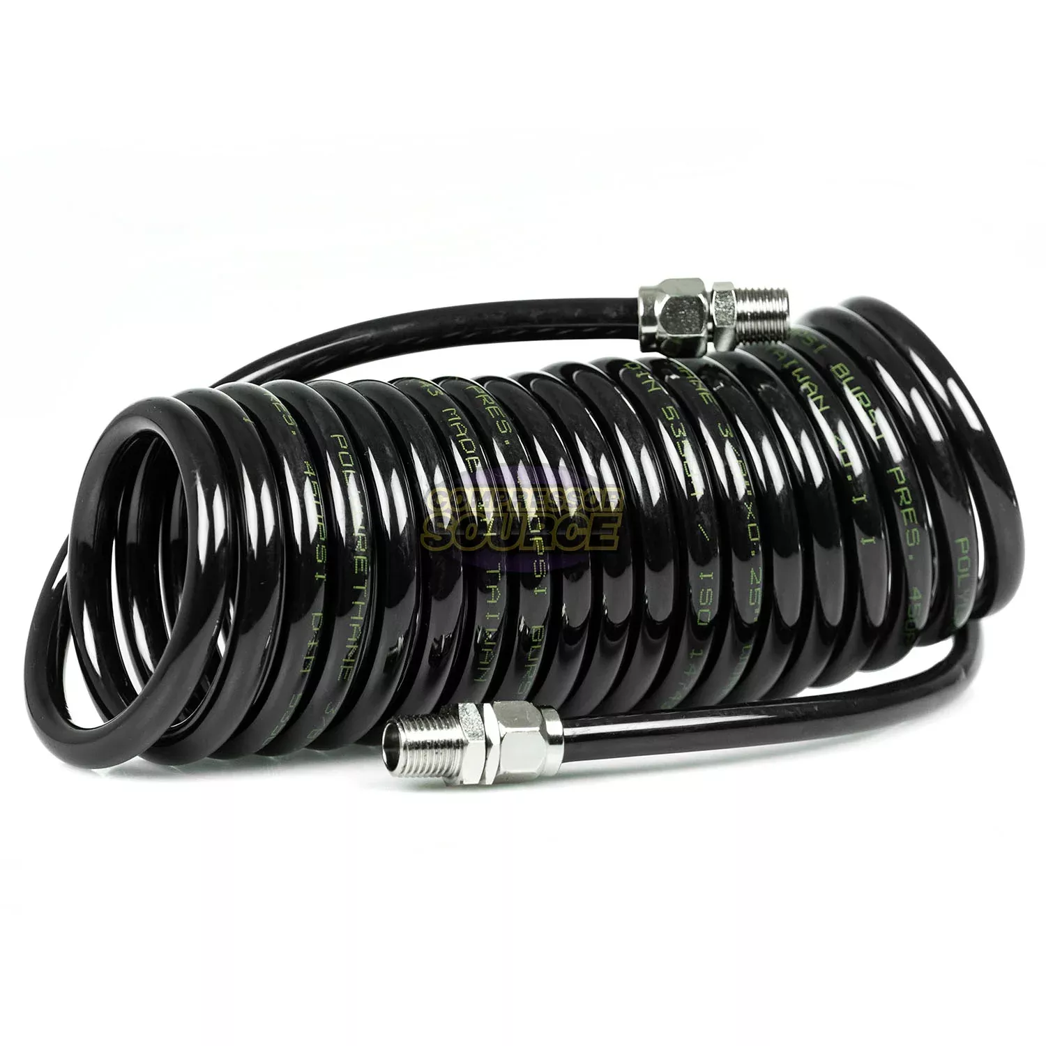 Premium 1/4" x 15' Air Compressor Coil Hose Polyurethane Coiled Swivel