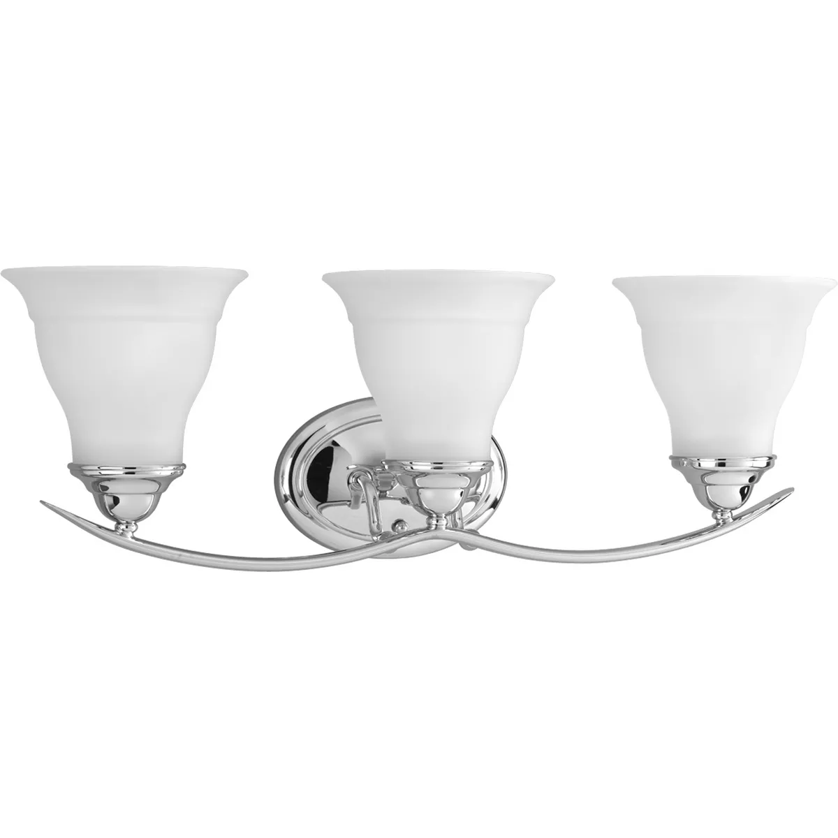 Progress P3192-15 Trinity Collection Three-Light Polished Chrome Etched Glass Traditional Bath Vanity Light