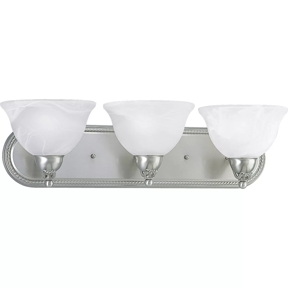 Progress P3268-09 Avalon Collection Three-Light Brushed Nickel Alabaster Glass Traditional Bath Vanity Light