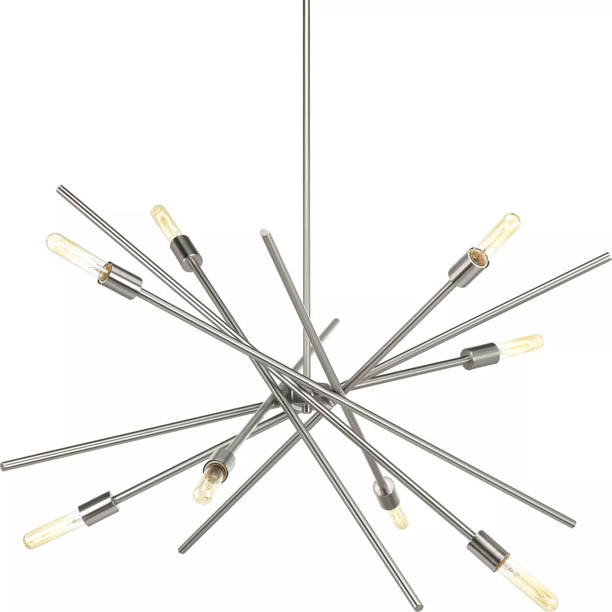 Progress P400109-009 Astra Collection Eight-Light Brushed Nickel Mid-Century Modern Chandelier Light