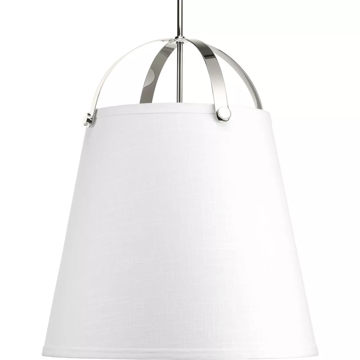 Progress P500047-104 Galley Collection Three-Light Polished Nickel Linen Shade Coastal Pendant Light