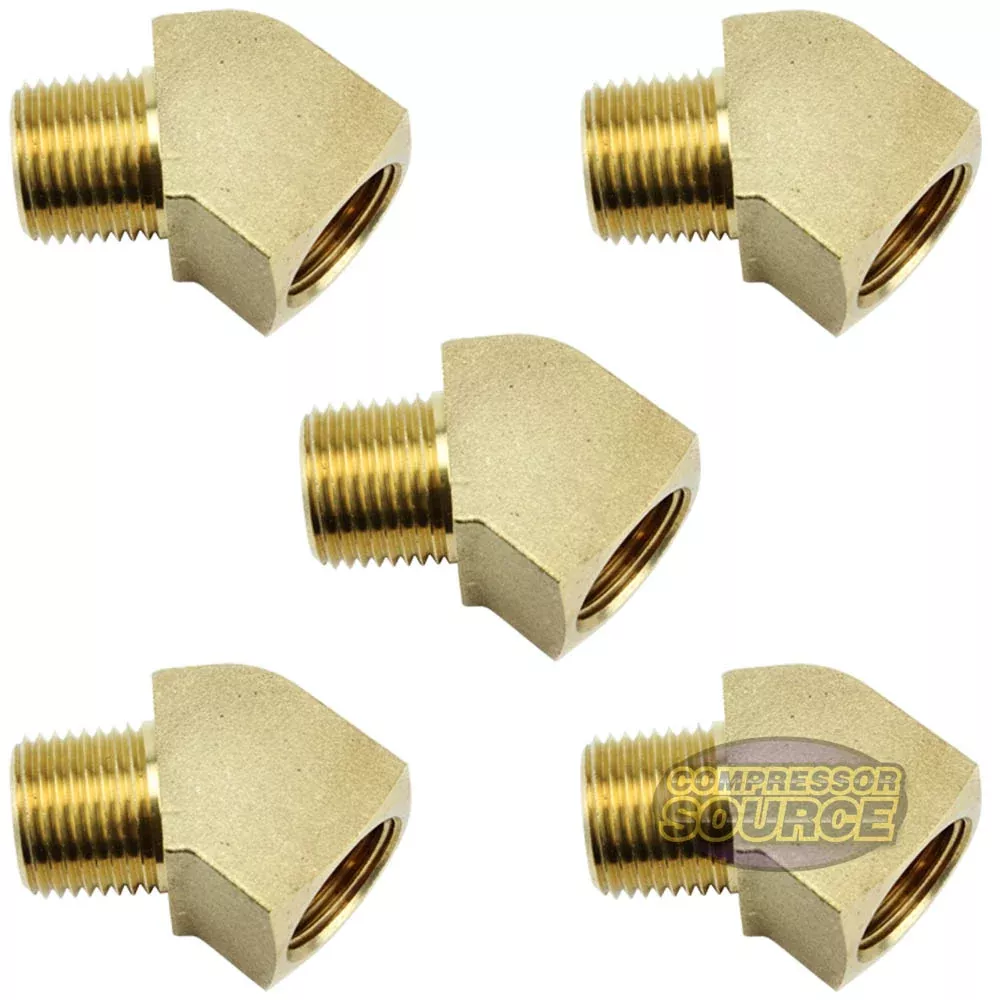 RapidAir 45 Degree 1/2" NPT Solid Brass Street Elbow Fitting 5-Pack