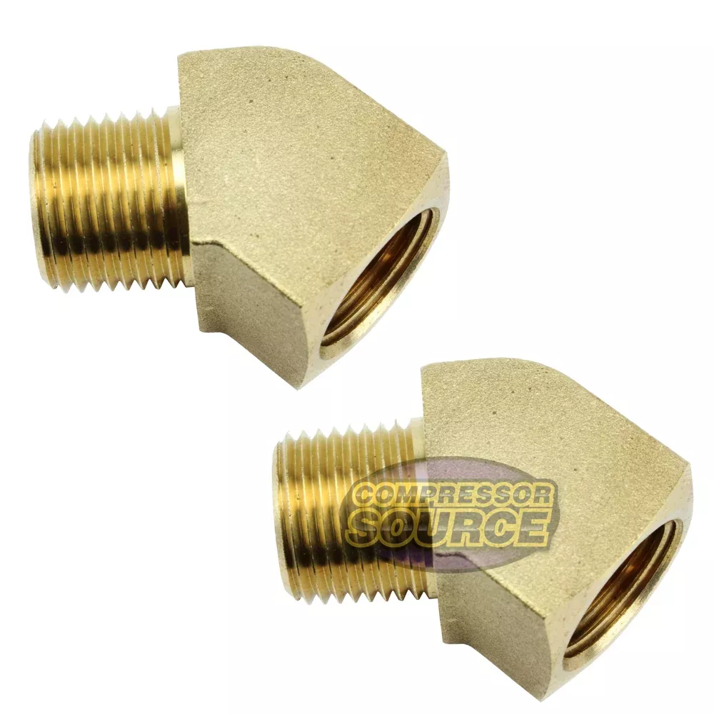 RapidAir 45° Degree 1/4" NPT Brass Elbow Fitting 50130 2-Pack
